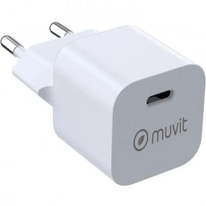 Caricatore da parete Muvit SN-TC201JD1E020A USB-C 20W biorisina compatto PD - immagine 1