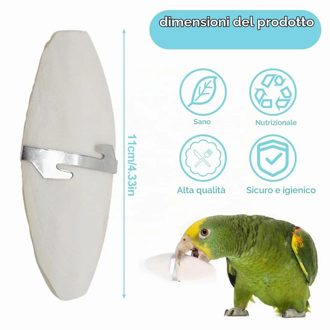PHCOZY 3 PCS Osso di Seppia,Osso di Seppia per Pappagalli,Osso di Seppia per Tartarughe,Osso di Seppia per Uccelli,Osso di Seppia Naturale,con 3 Supporti in Metallo 11-13cm - immagine 2
