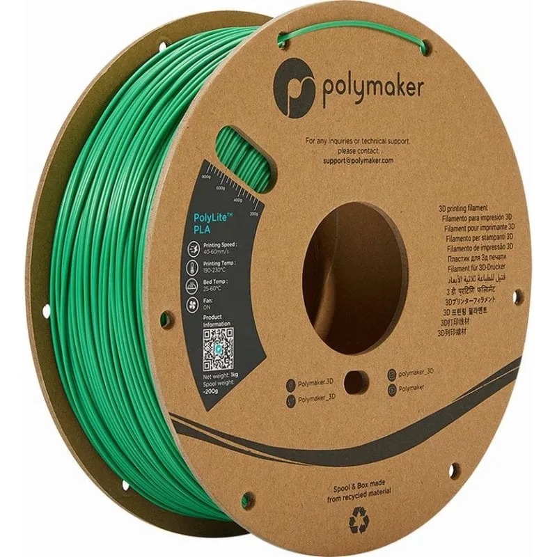 Filamento PLA Polymaker PolyLite PA02006 Verde 1,75 mm Facile da Stampare - immagine 1