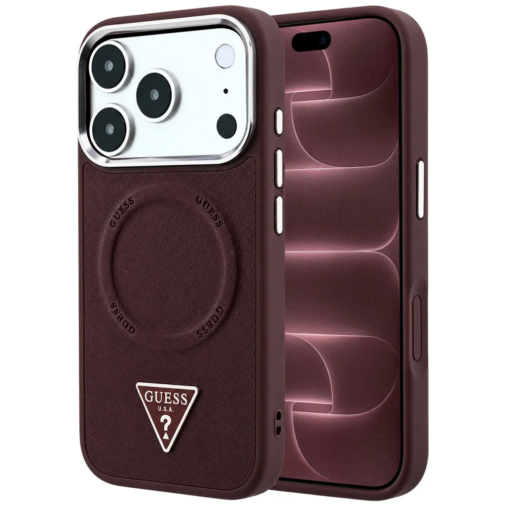 Custodia MagSafe per Apple iPhone 18 Pro Max / 17 Pro Max, Guess, Triangle Logo, bordeaux - immagine 1