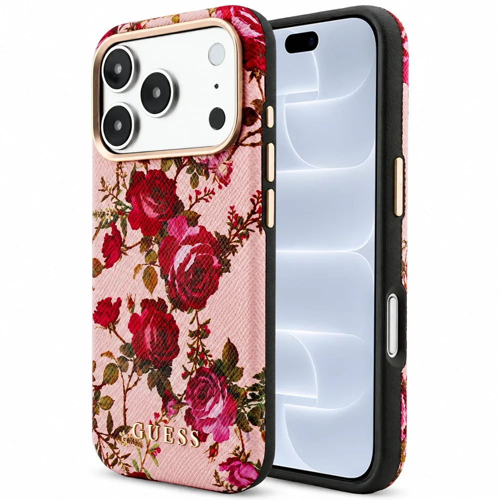 Custodia MagSafe per Apple iPhone 18 Pro / 17 Pro, Guess, Blossom Roses Print, Rosa - immagine 1