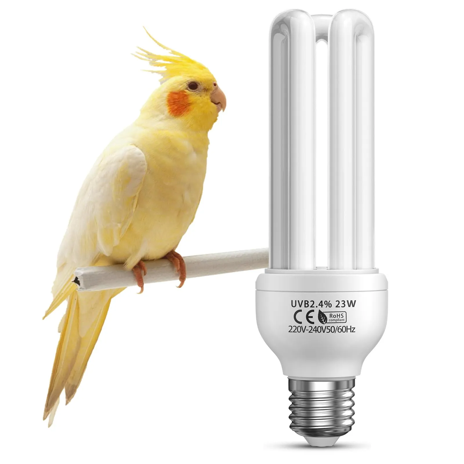 BrightArk Lampada per Uccelli E27 UVB 2.4, 23W Fluorescente Compatta 2.4 UVB Lampada per Uccelli, Pappagalli, Rettili - immagine 1
