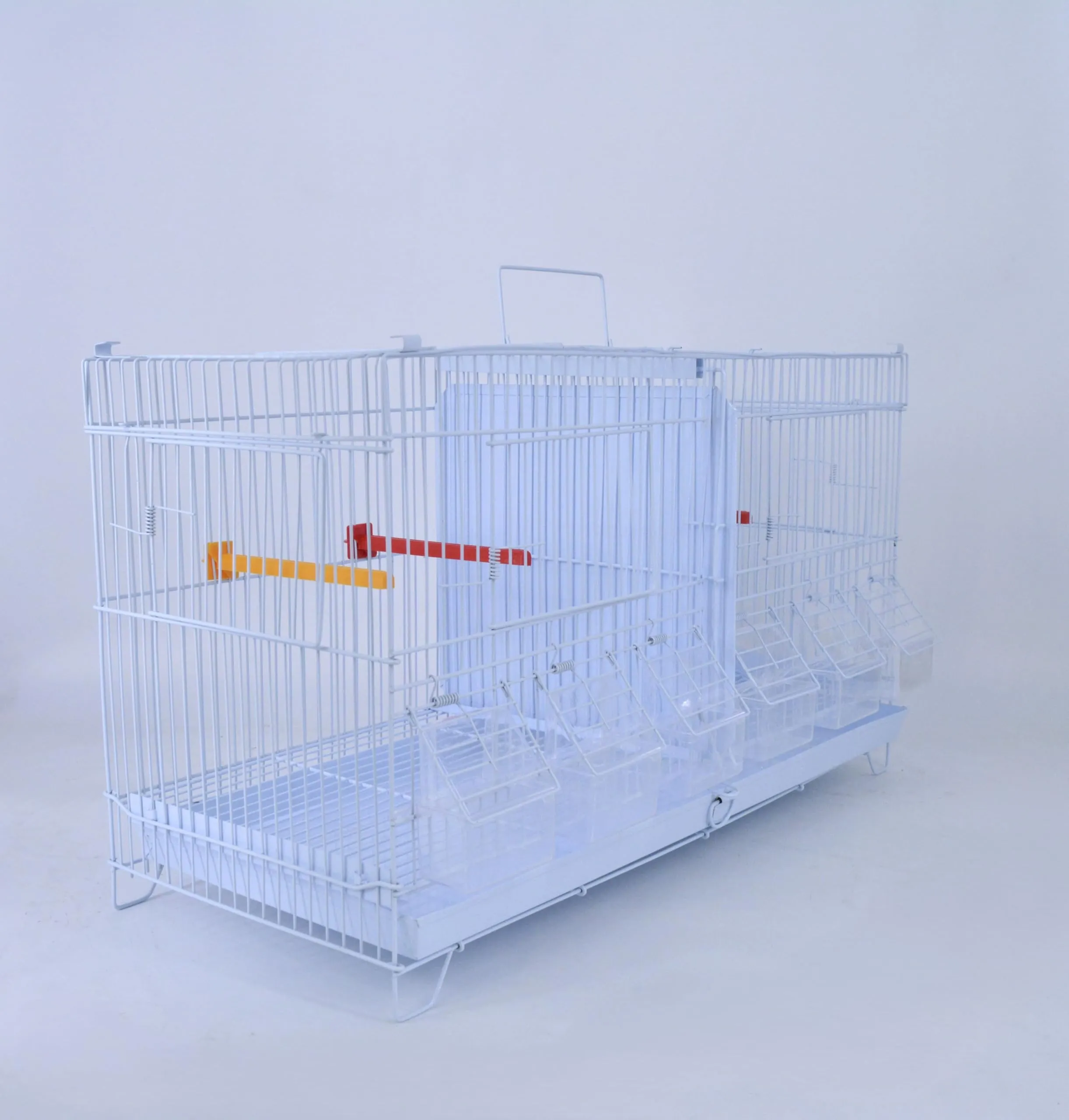 Pet's Solution - Gabbia Cova per Uccelli, Ideale per Allevamento e Predisposizione Modulare Verticale, con Divisori, Griglia e Vassoio Estraibili, Posatoi e 6 Mangiatoie (Bianca) - immagine 1