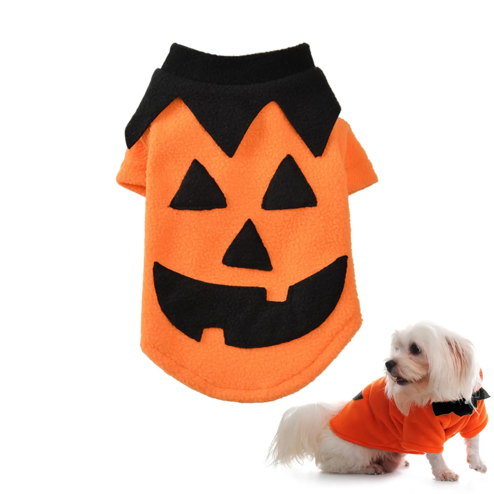 Cane Costume di Halloween, Halloween Cappotto per Animali Domestici, Abbigliamento per Animali, Cappotto Zucca per Animali Domestici, Puntelli Cosplay Decorazione di Halloween (3.5-4.5kg, L) - immagine 1