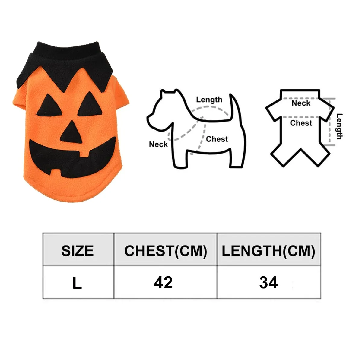 Cane Costume di Halloween, Halloween Cappotto per Animali Domestici, Abbigliamento per Animali, Cappotto Zucca per Animali Domestici, Puntelli Cosplay Decorazione di Halloween (3.5-4.5kg, L) - immagine 2