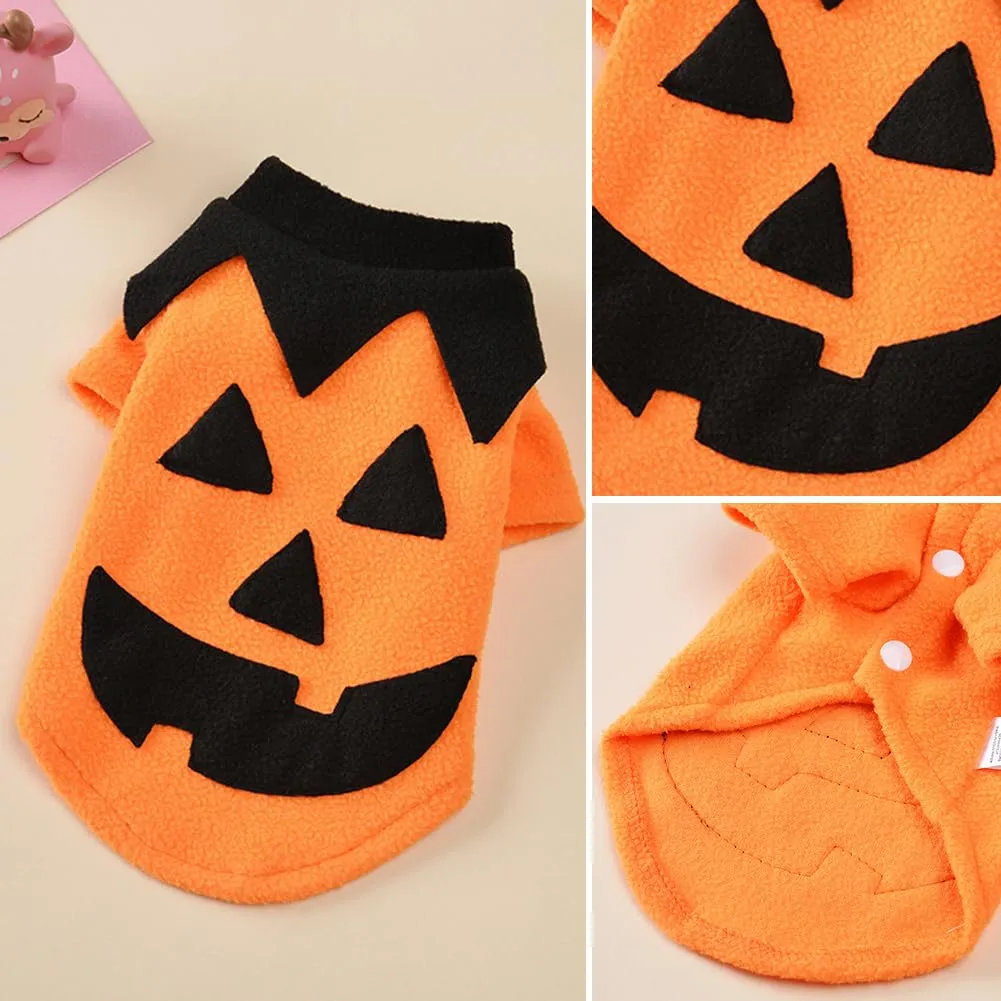 Cane Costume di Halloween, Halloween Cappotto per Animali Domestici, Abbigliamento per Animali, Cappotto Zucca per Animali Domestici, Puntelli Cosplay Decorazione di Halloween (3.5-4.5kg, L) - immagine 3