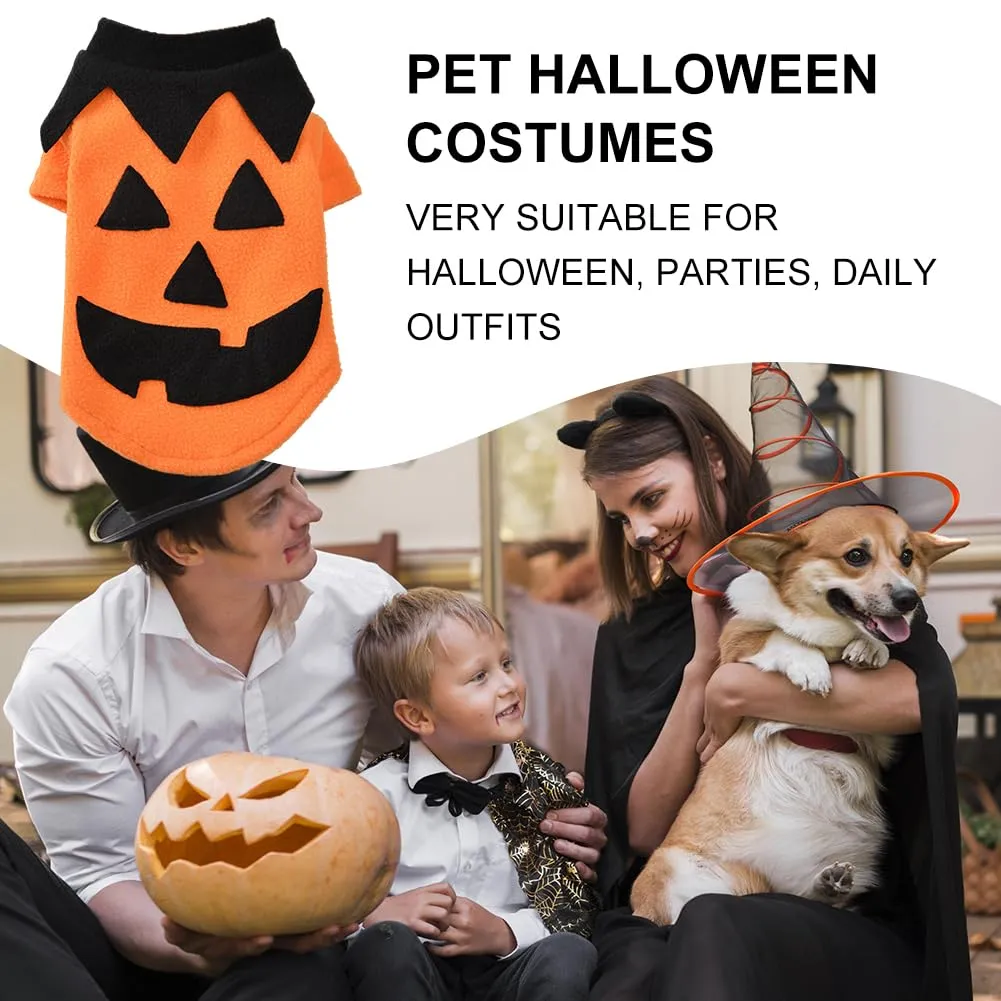 Cane Costume di Halloween, Halloween Cappotto per Animali Domestici, Abbigliamento per Animali, Cappotto Zucca per Animali Domestici, Puntelli Cosplay Decorazione di Halloween (3.5-4.5kg, L) - immagine 5