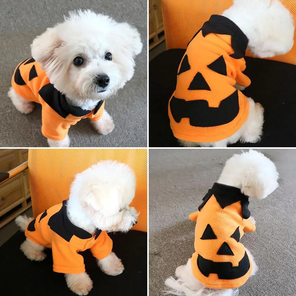 Cane Costume di Halloween, Halloween Cappotto per Animali Domestici, Abbigliamento per Animali, Cappotto Zucca per Animali Domestici, Puntelli Cosplay Decorazione di Halloween (3.5-4.5kg, L) - immagine 6