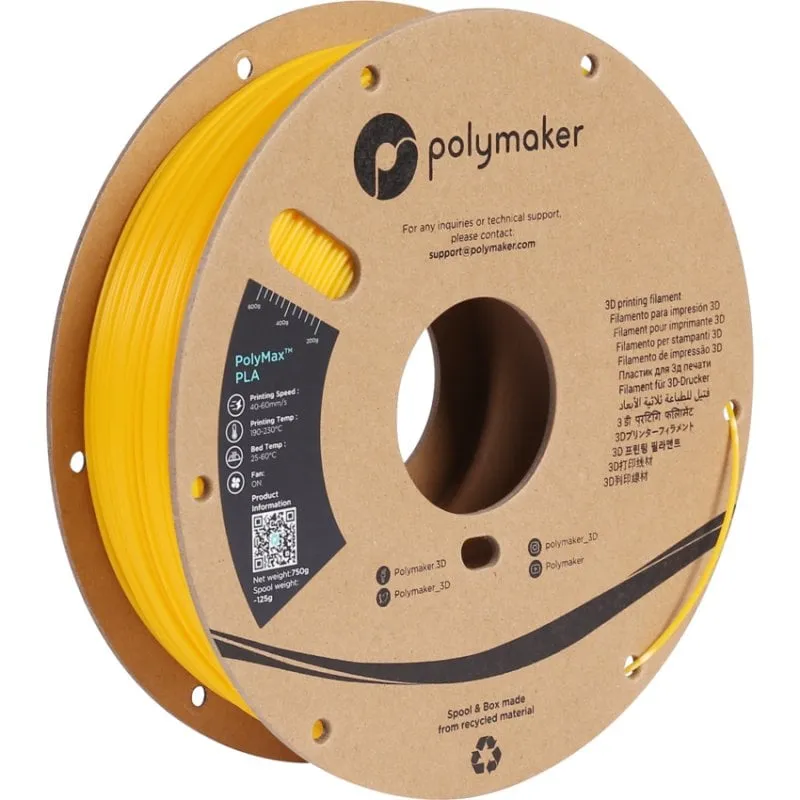 Filamento PLA Polymaker PolyMax PA06007 Giallo 1,75 mm Jam-Free Alta Resistenza - immagine 1