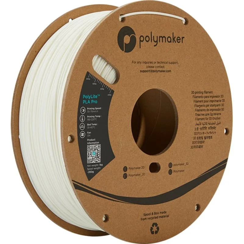 Filamento PLA Polymaker PolyLite PLA PRO Bianco 1,75 mm Alta Resistenza - immagine 1