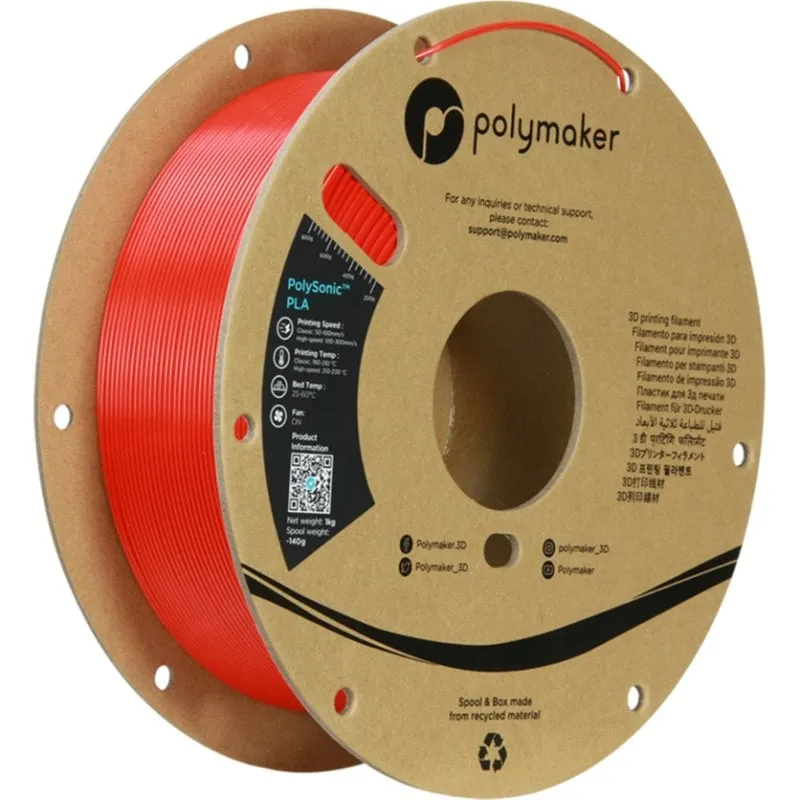 Filamento PLA Polymaker PolySonic PA12005 Rosso 1,75 mm Alta Velocità Adesione - immagine 1