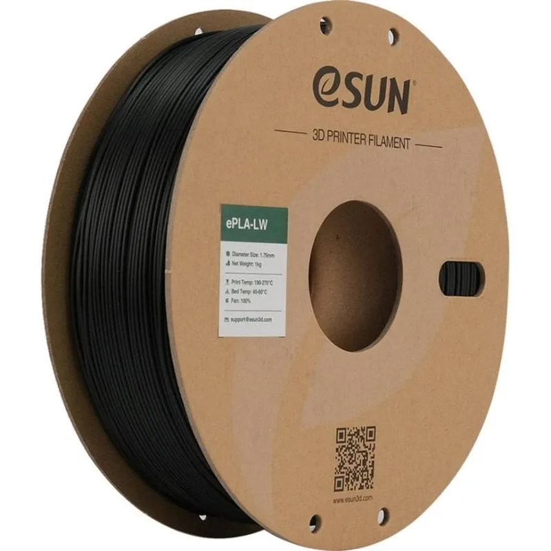 Filamento PLA-LW eSUN PLA-LW175B1P1 Nero 1,75 mm Leggero Schiumogeno Superficie Opaca - immagine 1