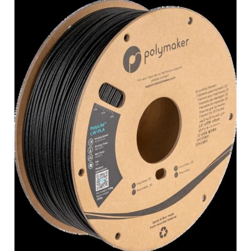 Filamento LW-PLA Polymaker PolyLite PA08001 Nero 1,75 mm Leggero Opaco - immagine 1