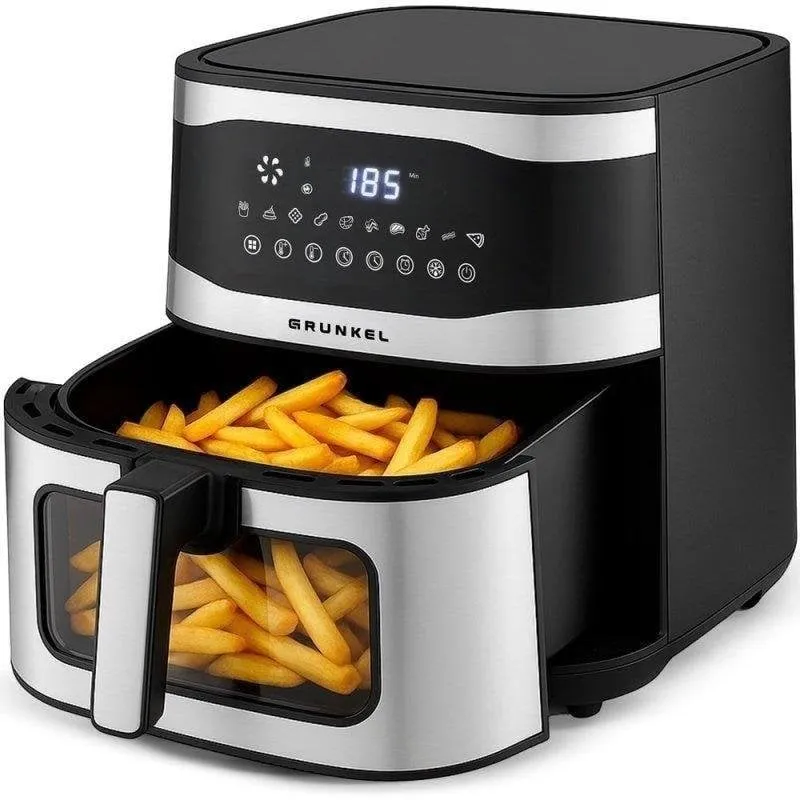 Friggitrice ad Aria Grunkel Maxisteelfryer Finestra 9L 2200W Doppia Resistenza 10 Programmi - immagine 1