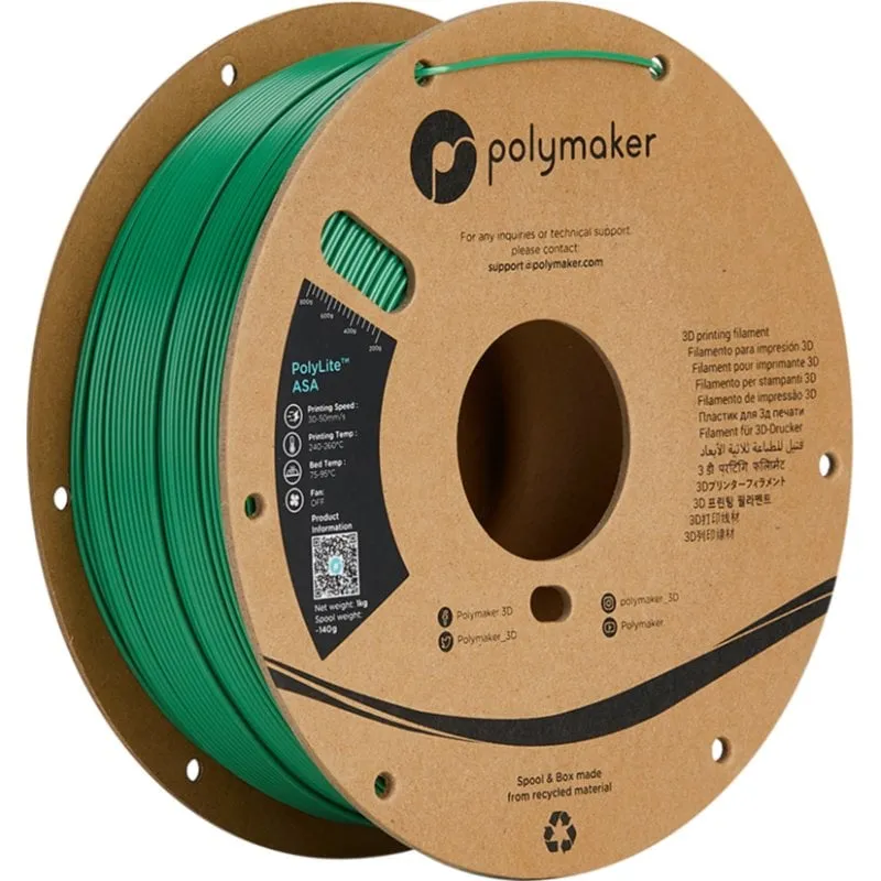 Filamento ASA Polymaker PF01030 Verde 1,75 mm Alta Resistenza UV Intemperie - immagine 1