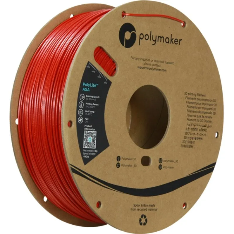 Filamento ASA Polymaker PolyLite Galaxy ASA Rosso 1,75 mm Glitter UV Resist - immagine 1