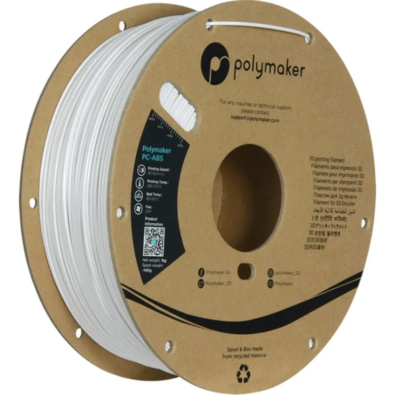 Filamento PC-ABS Polymaker PC04002 Bianco 1,75 mm Alta Resistenza Termica - immagine 1