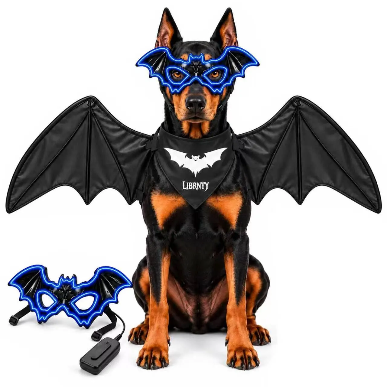 LIBRNTY Ali per animali domestici,Maschera halloween cane(Nero B002) - immagine 1