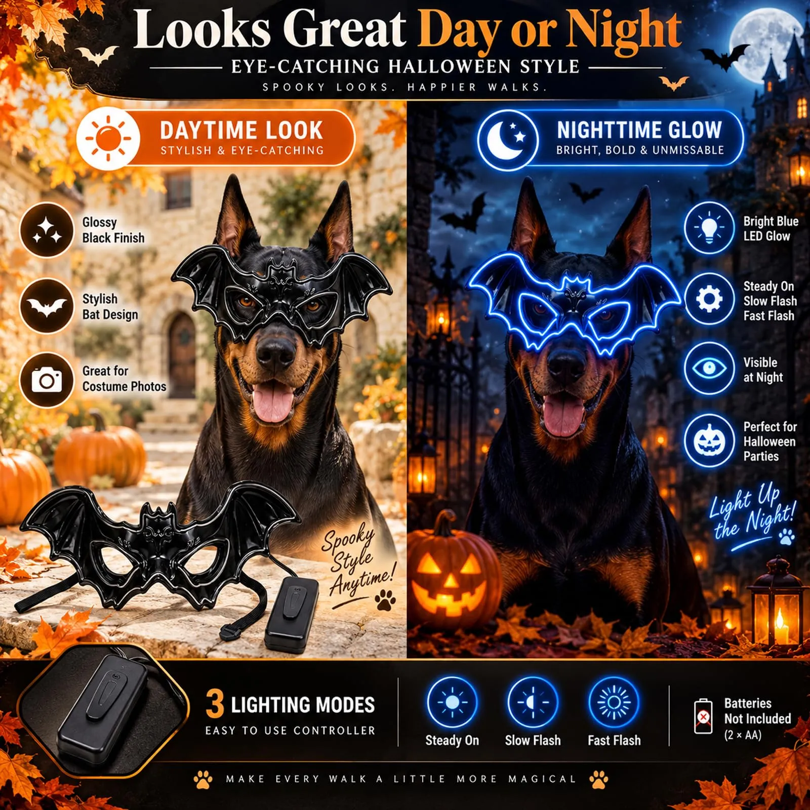LIBRNTY Ali per animali domestici,Maschera halloween cane(Nero B002) - immagine 5