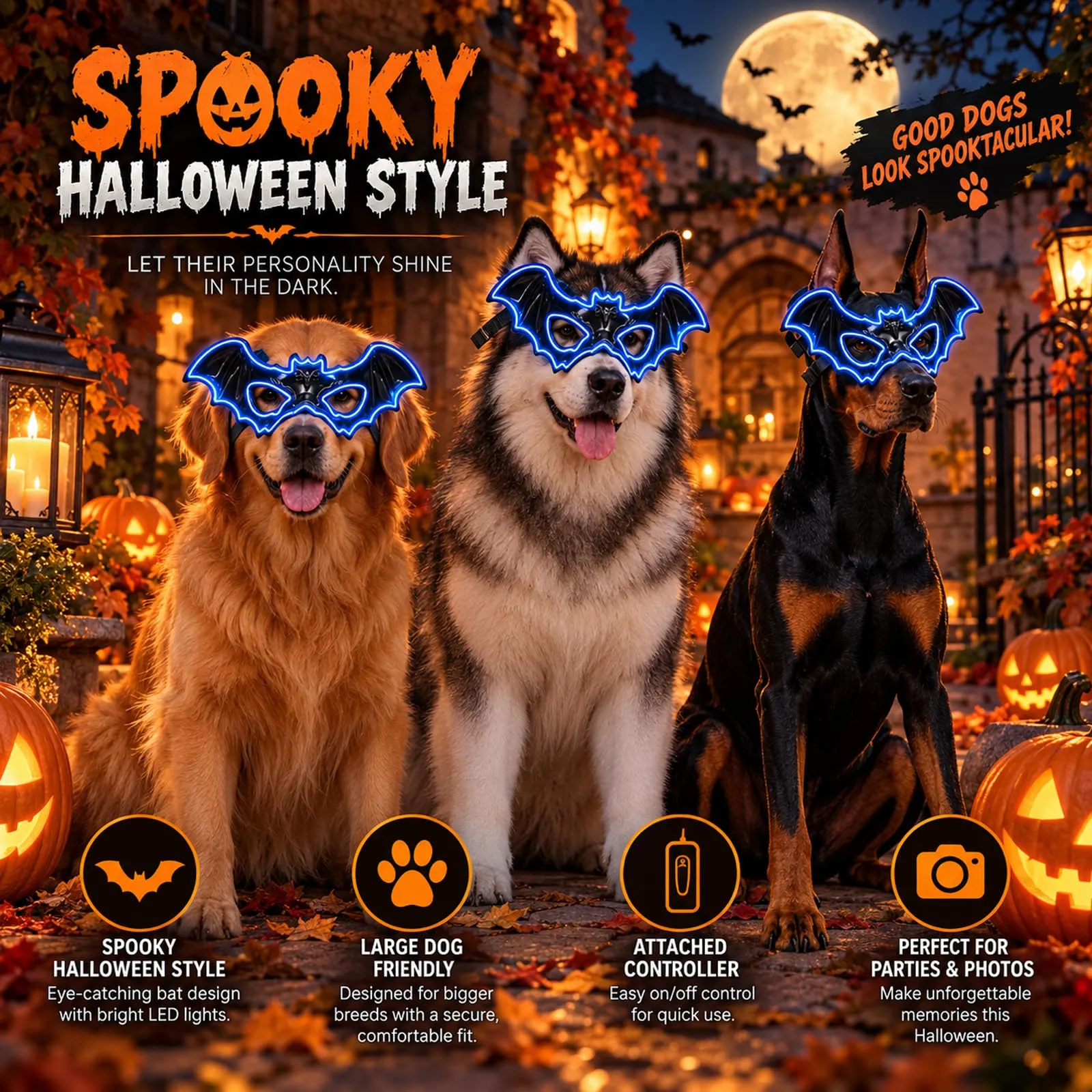 LIBRNTY Ali per animali domestici,Maschera halloween cane(Nero B002) - immagine 6