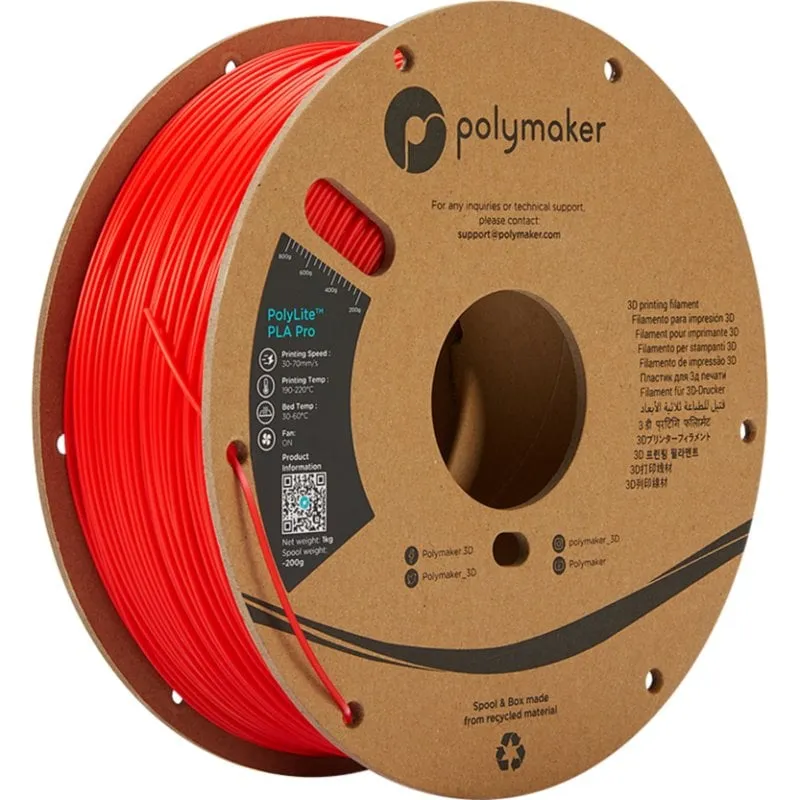 Filamento PLA Polymaker PolyLite PLA PRO Rosso 1,75 mm Alta Resistenza - immagine 1