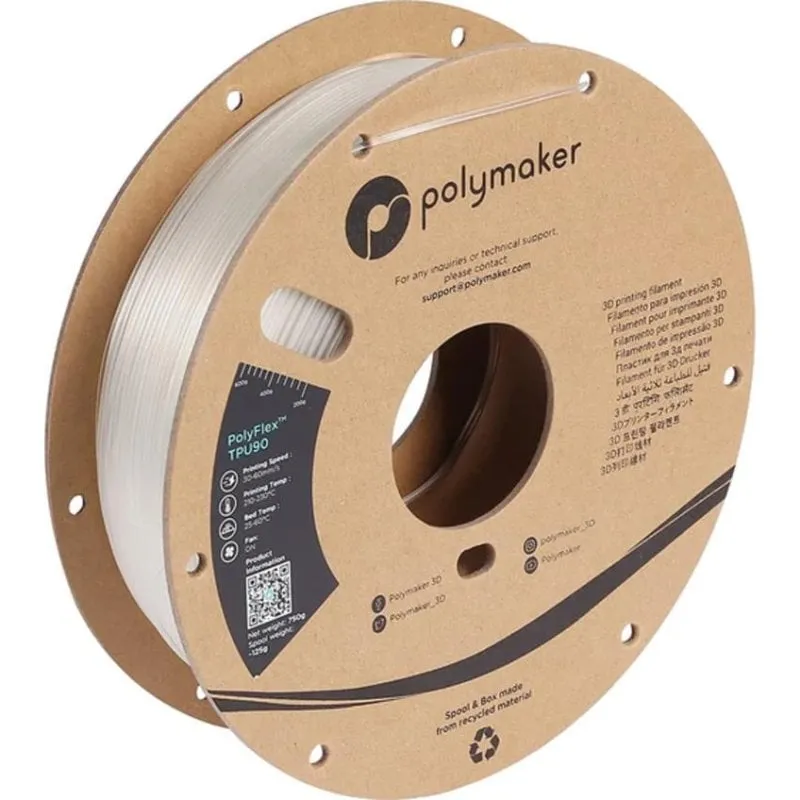 Filamento TPU Polymaker PolyFlex TPU90 Nero 1,75 mm Ultra Elastico Anti UV - immagine 1