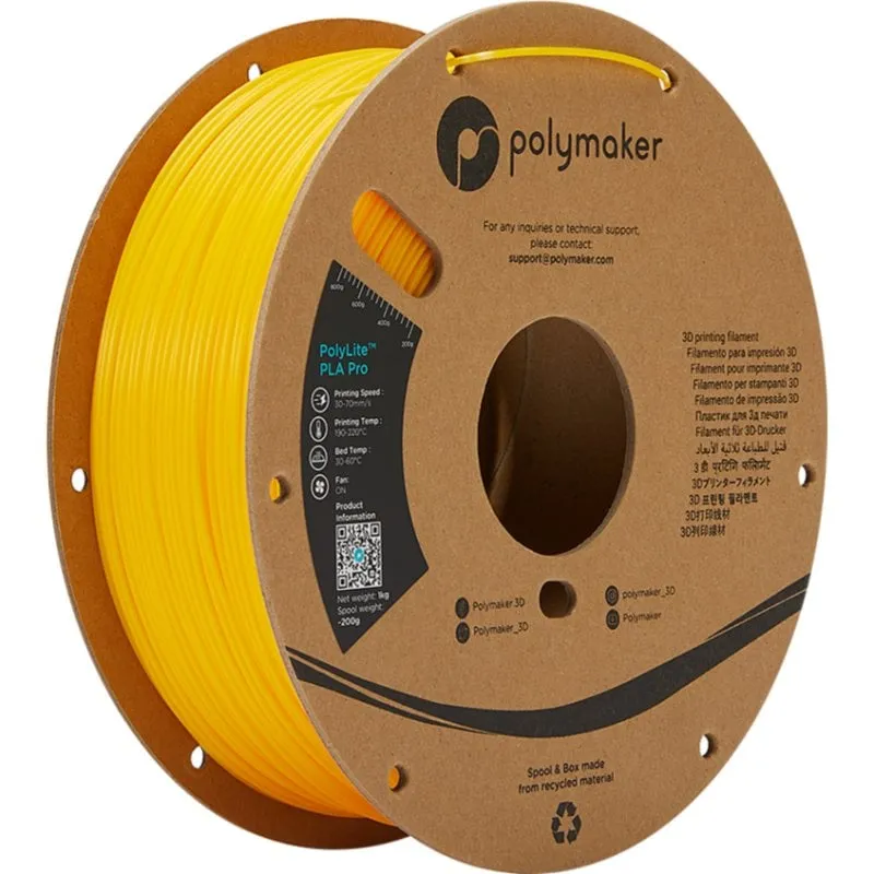 Filamento PLA Polymaker PolyLite PLA PRO Giallo 1,75 mm Alta Resistenza Superficie Liscia - immagine 1