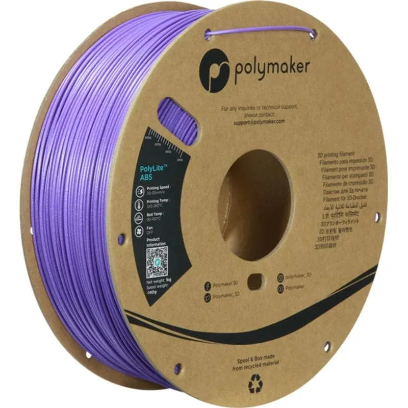 Filamento ABS Polymaker PolyLite Galaxy ABS Violet 1,75 mm Purpurina Stampa Pulita - immagine 1