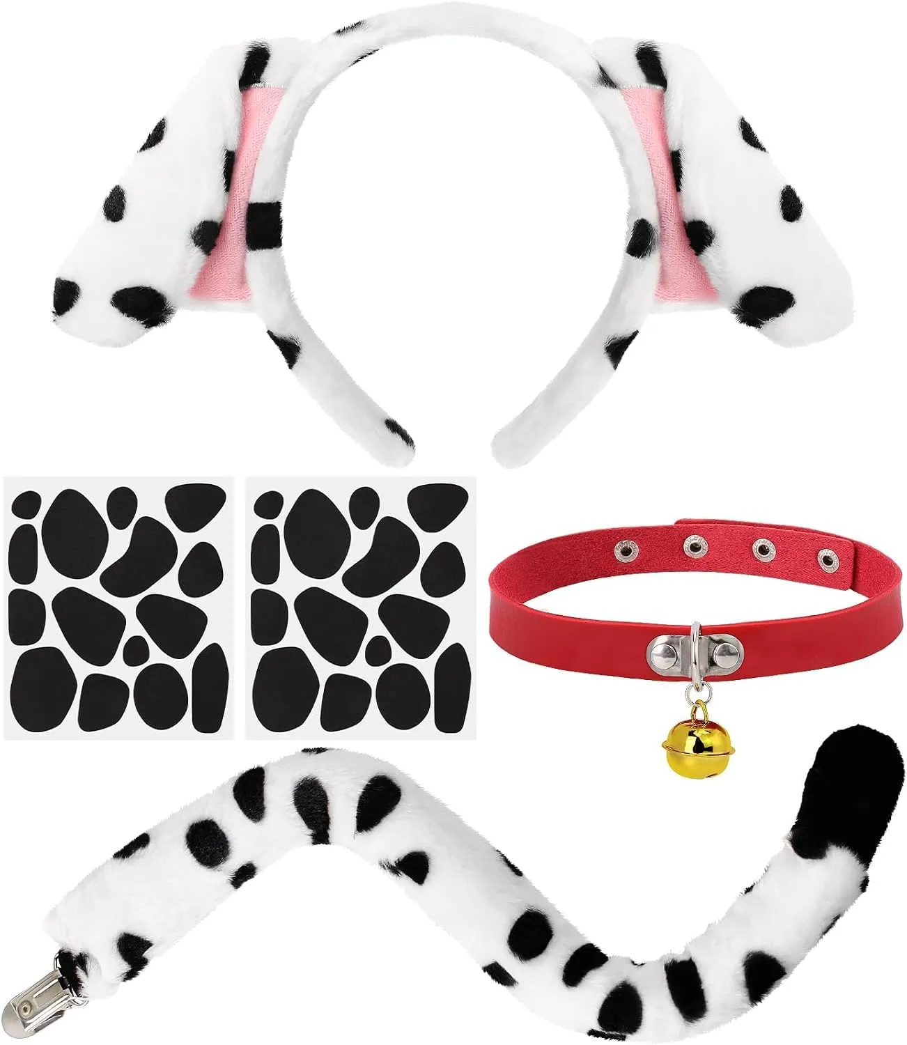 Silkenaire 4 Pezzi Costume per Cani Adulto Bassotto Costume Orecchie da Cane Set Rosso - immagine 1