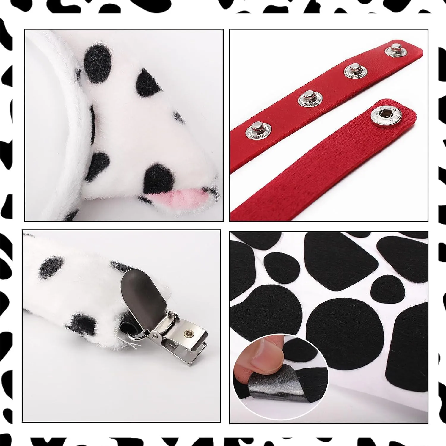 Silkenaire 4 Pezzi Costume per Cani Adulto Bassotto Costume Orecchie da Cane Set Rosso - immagine 3