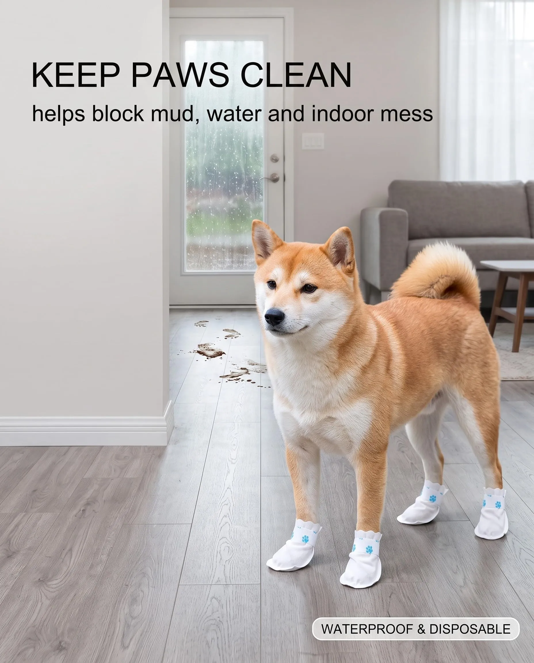 BEPSYOM 40 Copriscamosci Monouso per Cani, Impermeabili e Antiscivolo, Taglia Universale, Antispurco per Zampette: Ideale per Fango, Pioggia e Pavimenti Scivolosi in Casa - immagine 2