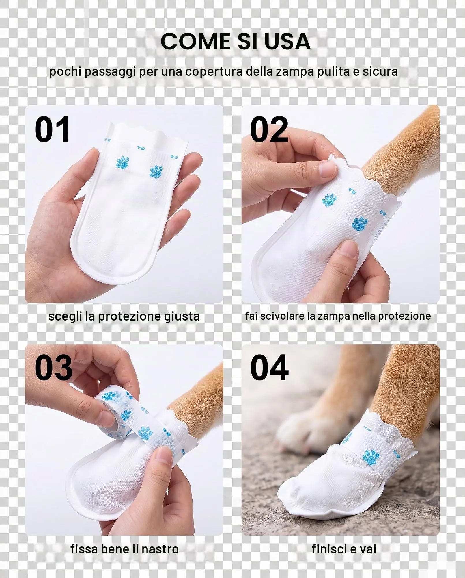 BEPSYOM 40 Copriscamosci Monouso per Cani, Impermeabili e Antiscivolo, Taglia Universale, Antispurco per Zampette: Ideale per Fango, Pioggia e Pavimenti Scivolosi in Casa - immagine 6