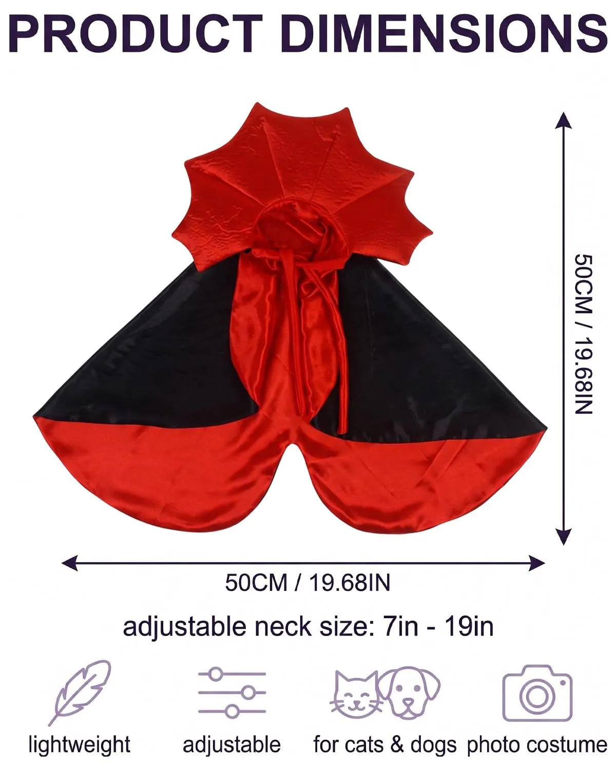 UXEWKL Costume Halloween per Gatto, 1 pz Mantello Leggero per Cani e Gatti, Vestiti Animali Domestici Traspiranti, Taglio Anatomico Confortevole per Feste e Foto Cosplay - immagine 2