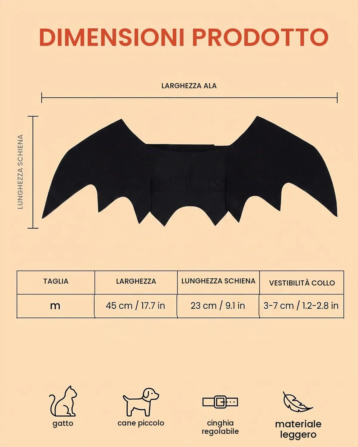 XALFST Ali Pipistrello Halloween per Cane e Gatto, 1 Pz Costume Completo Sottovuoto, Imbracatura Sicura e Ali Flessibili per Movimento Libero durante Celebrazioni e Foto - immagine 2