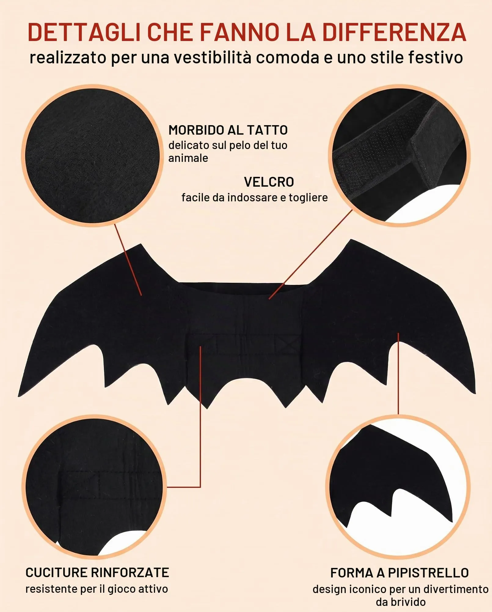 XALFST Ali Pipistrello Halloween per Cane e Gatto, 1 Pz Costume Completo Sottovuoto, Imbracatura Sicura e Ali Flessibili per Movimento Libero durante Celebrazioni e Foto - immagine 3