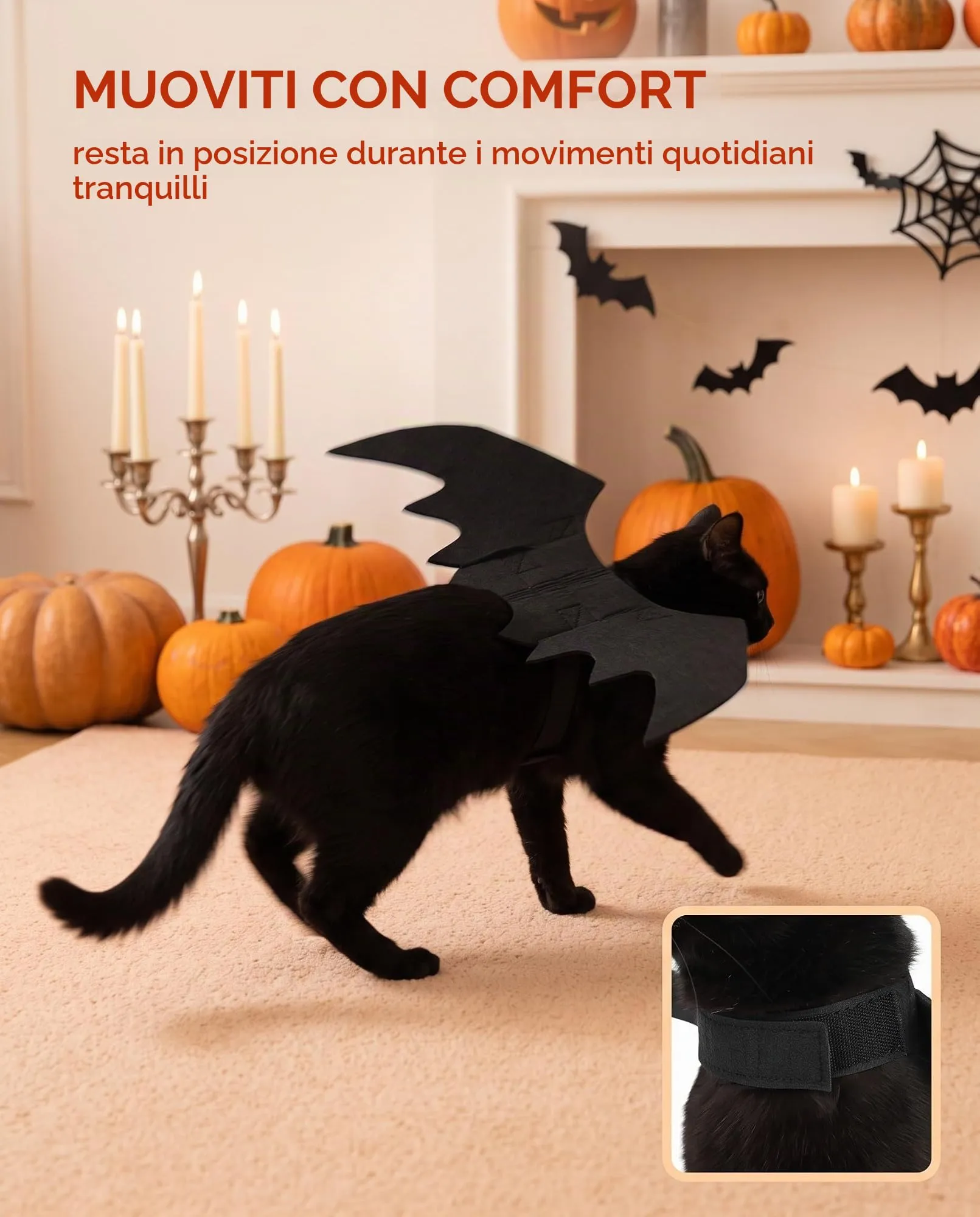 XALFST Ali Pipistrello Halloween per Cane e Gatto, 1 Pz Costume Completo Sottovuoto, Imbracatura Sicura e Ali Flessibili per Movimento Libero durante Celebrazioni e Foto - immagine 6