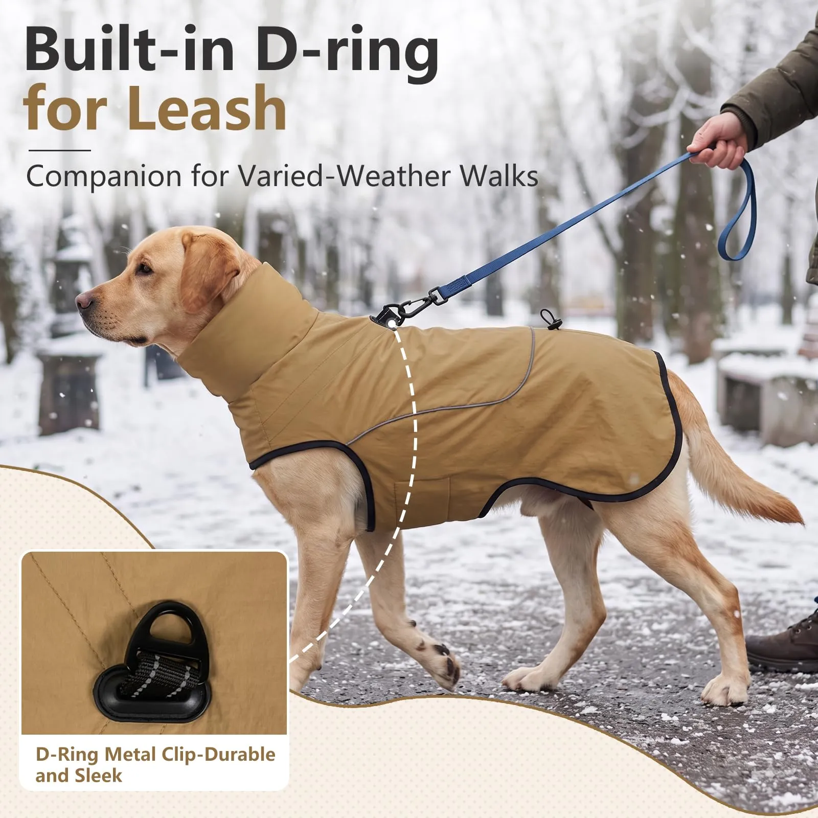 Poiinvc cappotto invernale impermeabile per cane con imbracatura D - immagine 5