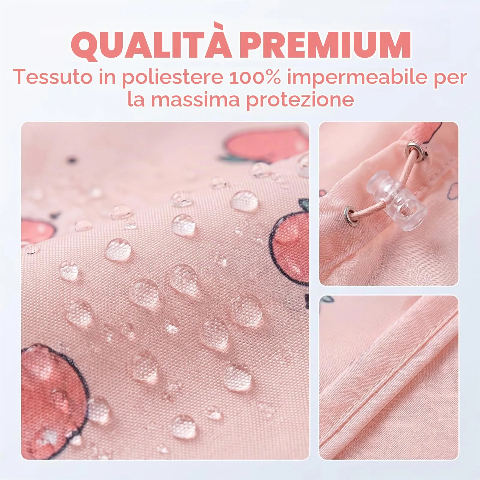 Impermeabile Cane Taglia Piccola e Gatti, Mantellina Pioggia Leggera per Cuccioli 2-5kg, Giacca Impermeabile Regolabile in Poliestere, Protezione Outdoor, Rosa con Pesche, Taglia S - immagine 4