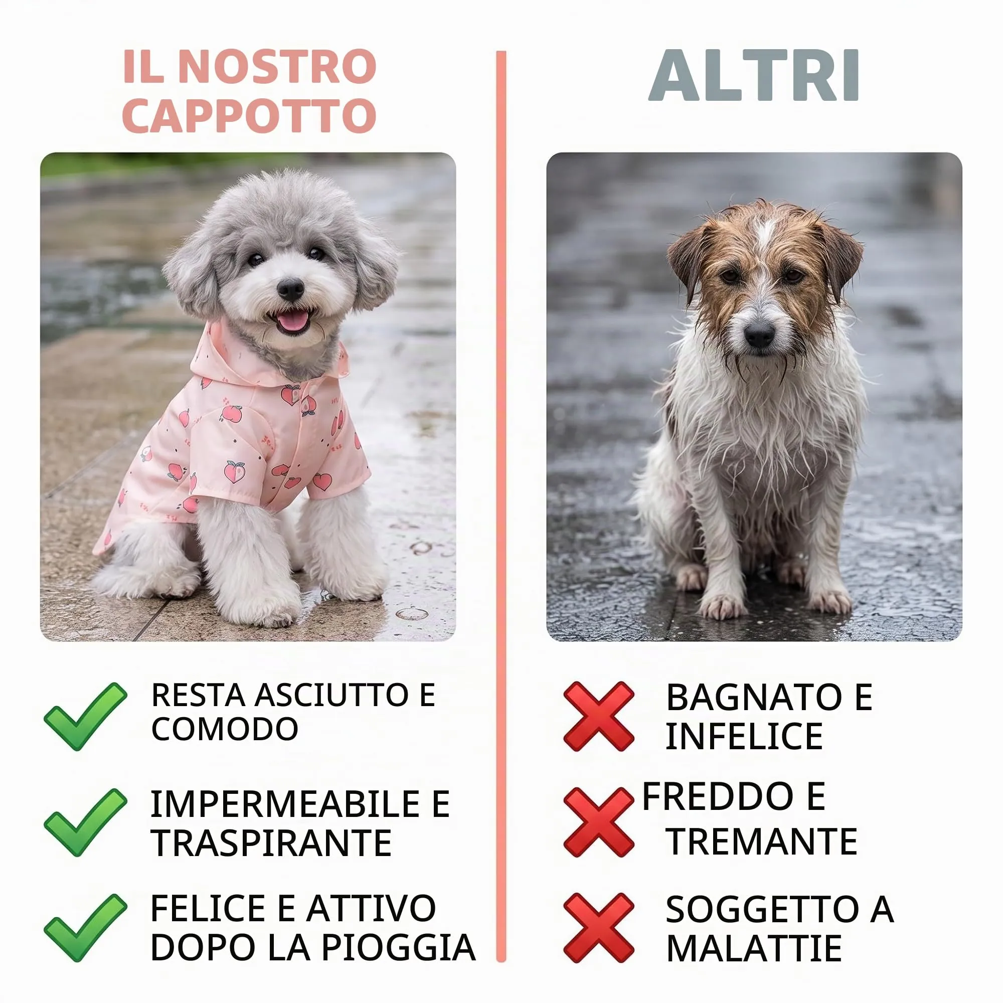 Impermeabile Cane Taglia Piccola e Gatti, Mantellina Pioggia Leggera per Cuccioli 2-5kg, Giacca Impermeabile Regolabile in Poliestere, Protezione Outdoor, Rosa con Pesche, Taglia S - immagine 6