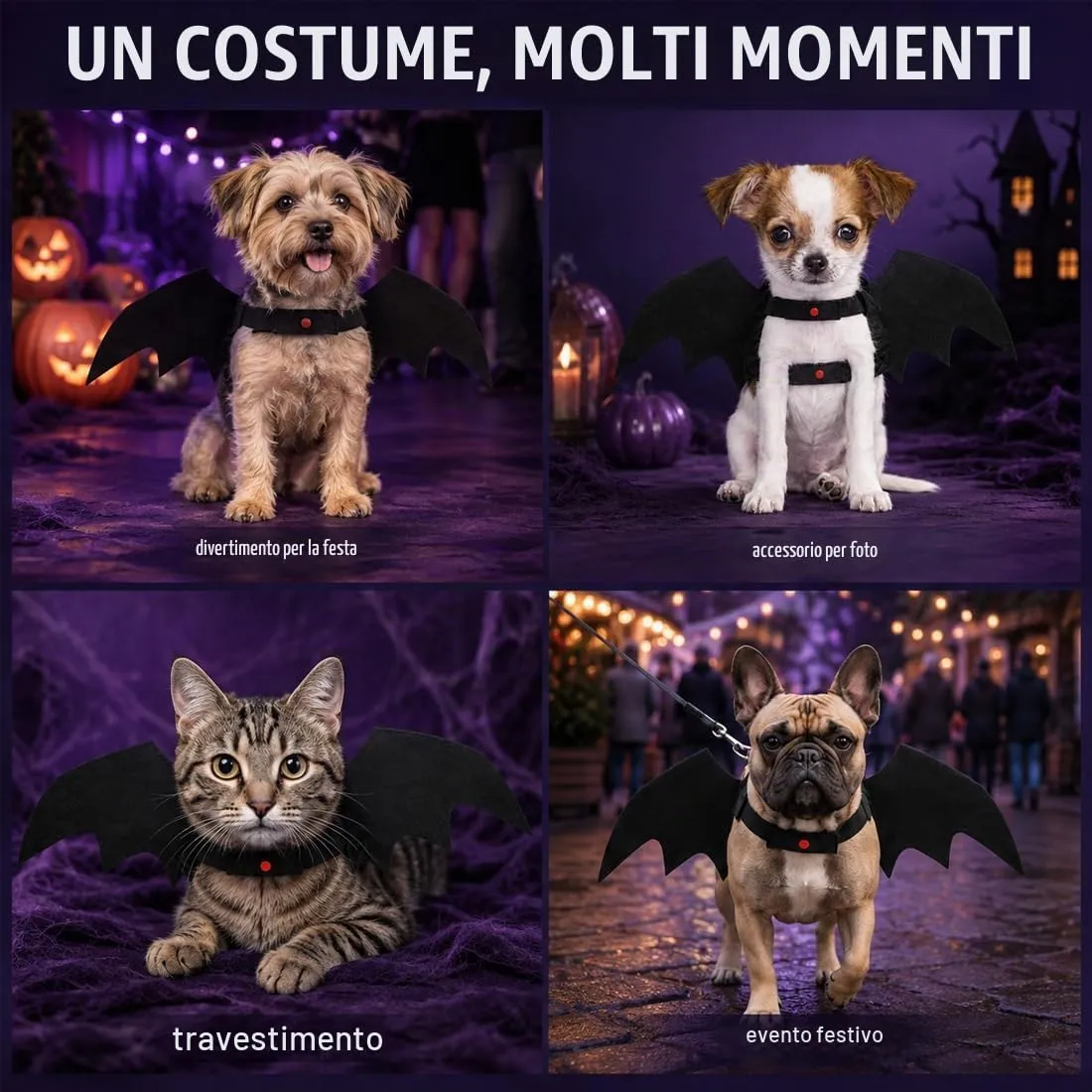 LBMOUD Halloween Costume halloween gatto per Animale Cane Gatto,ali pipistrello Costume da pipistrello,cosplay gatto - immagine 3