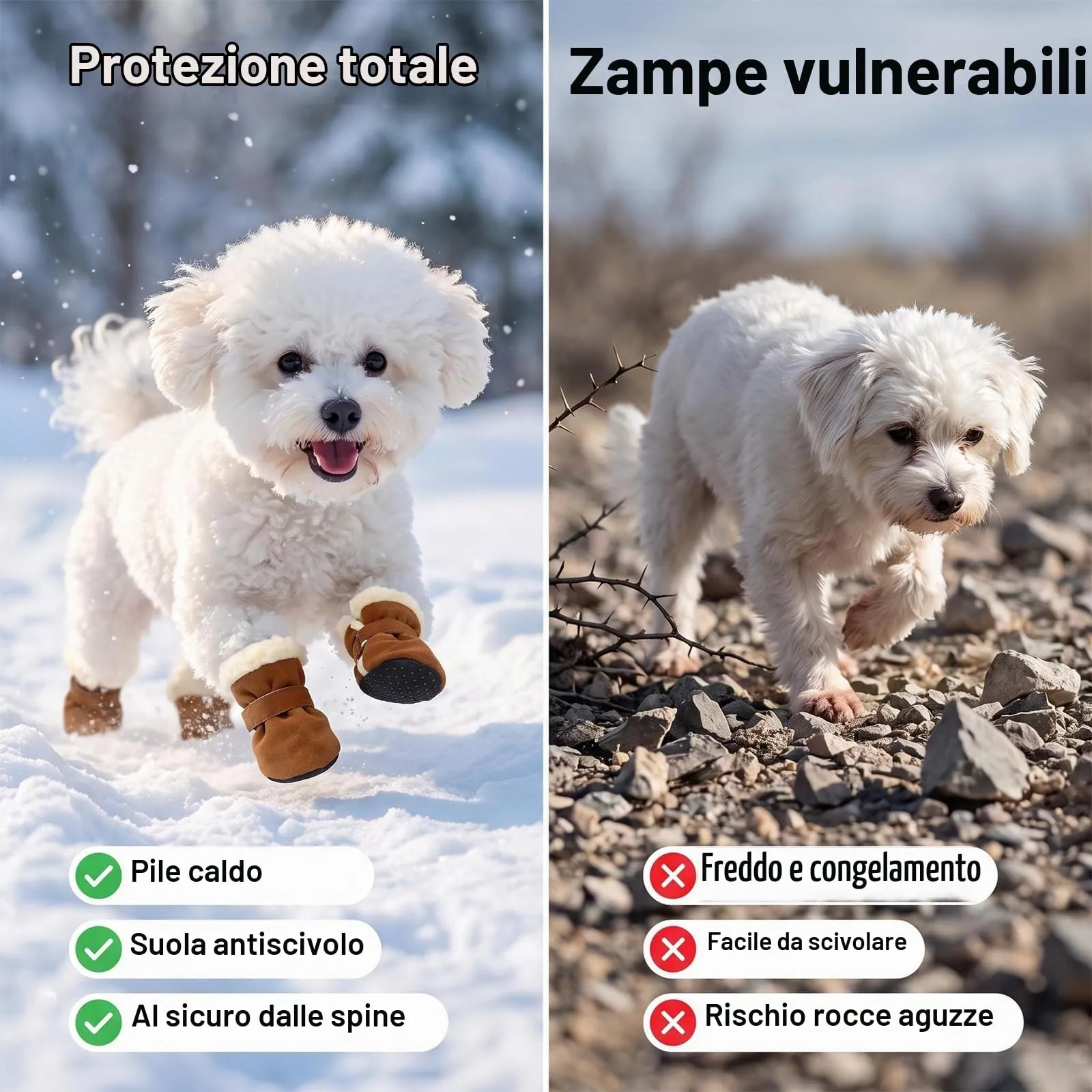 4 Pezzi Scarpette per Cani Morbido e Confortevole Scarpe Cane Marrone 4,5CM - immagine 6