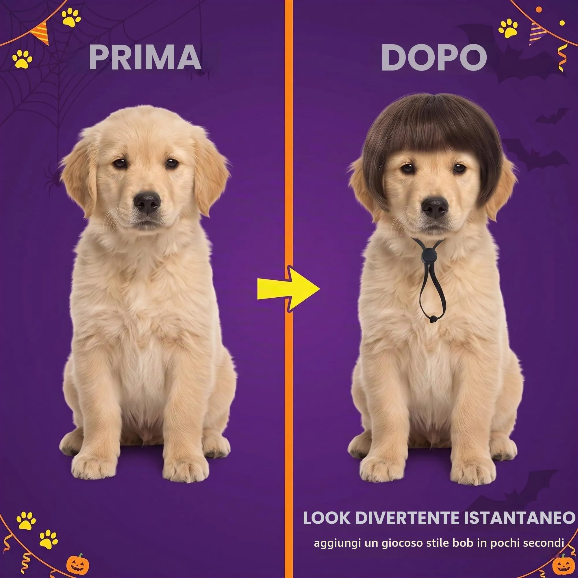 IMLDUY Parrucca per Cani e Gatti con Frangetta, Costume Cane e Gatto Marrone per Halloween, Natale e Feste, Cappello Divertente per Animali Domestici Piccoli, Accessori per Travestimento Cosplay - immagine 5