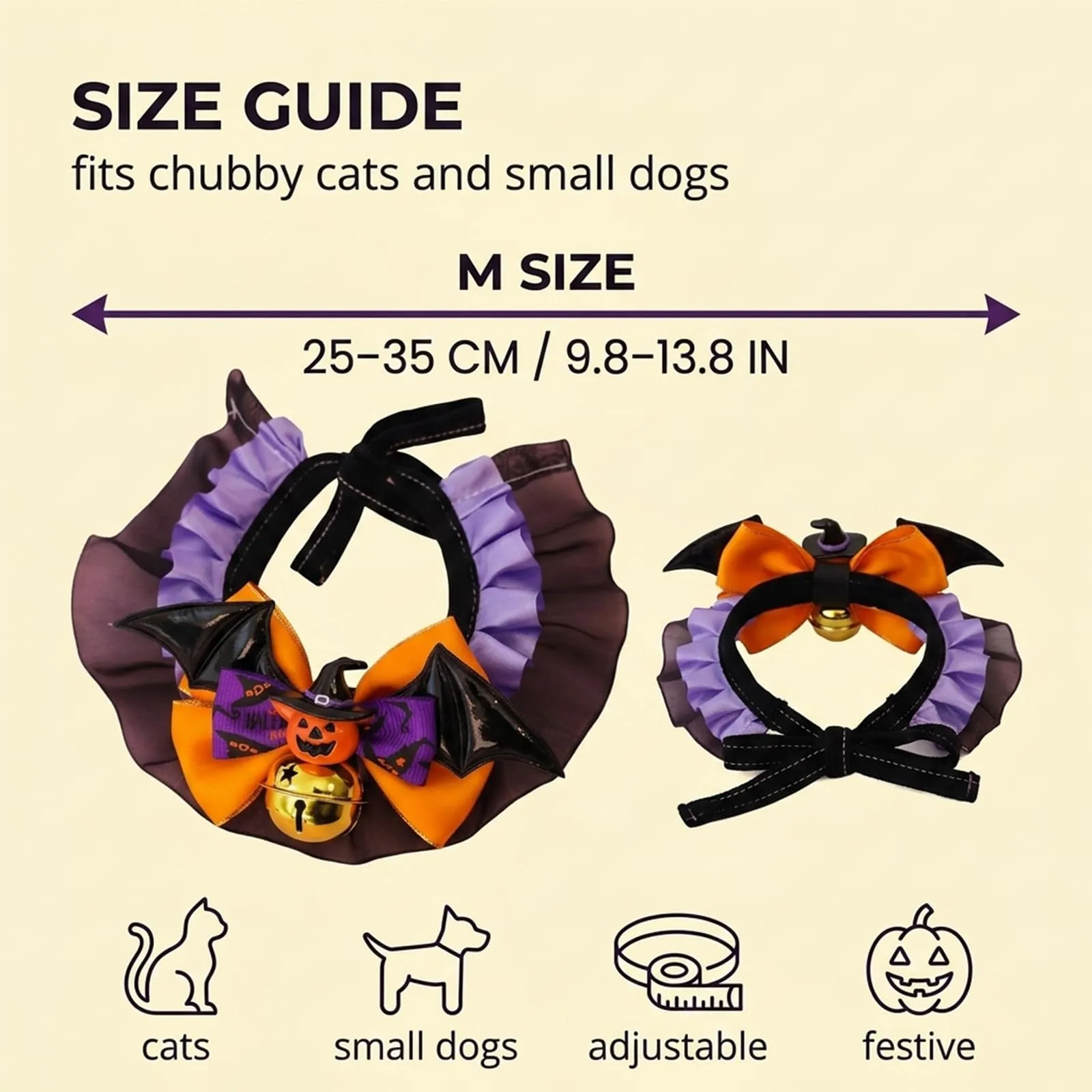 Collare Cane Halloween con Papillon Zucca, Accessori Halloween Animali Domestici, Collare Gatto Regolabile Taglia M per Travestimento Festa e Foto - immagine 5