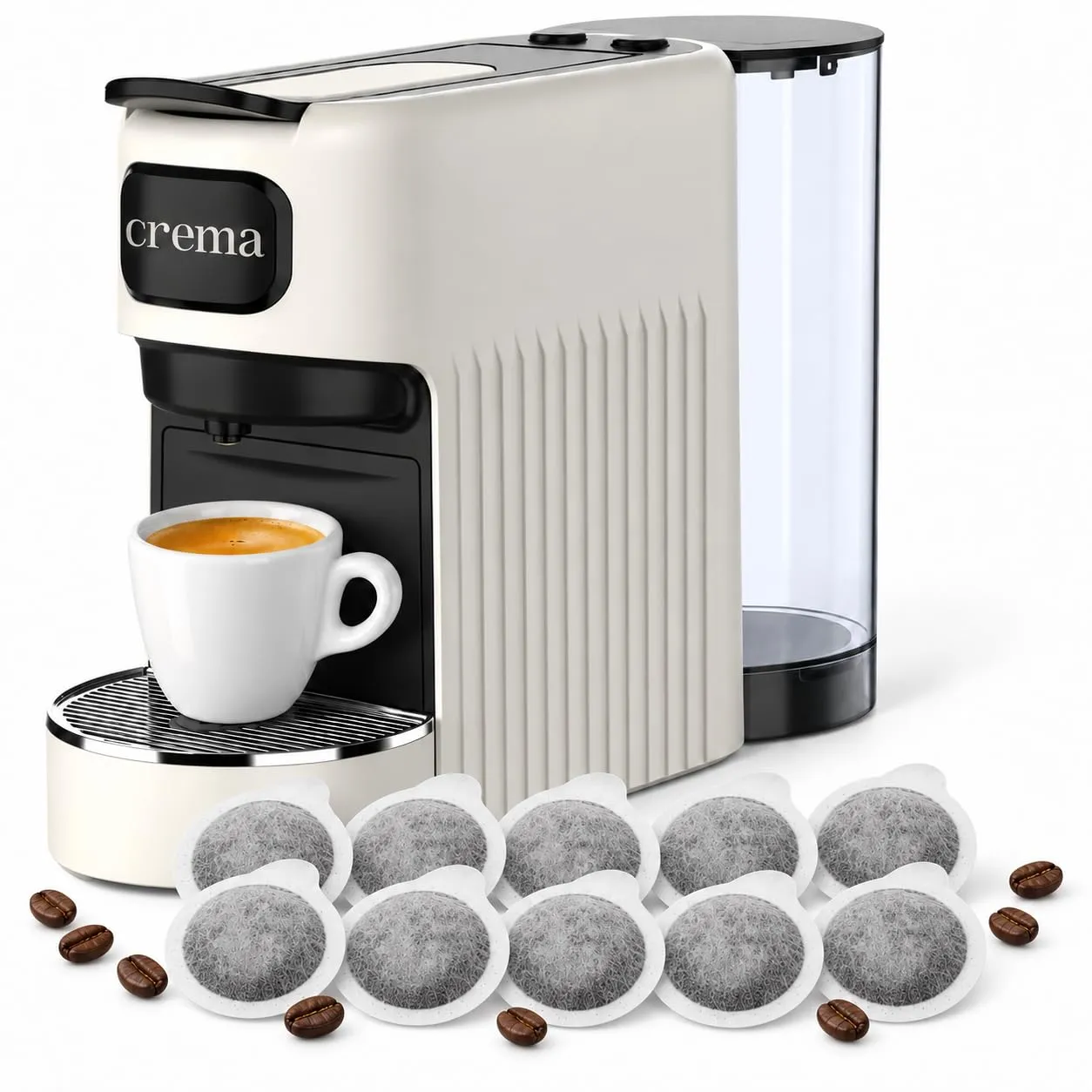 Macchina da Caffè a Cialde E.S.E. Compatta per Espresso Cremoso – Beige - immagine 1