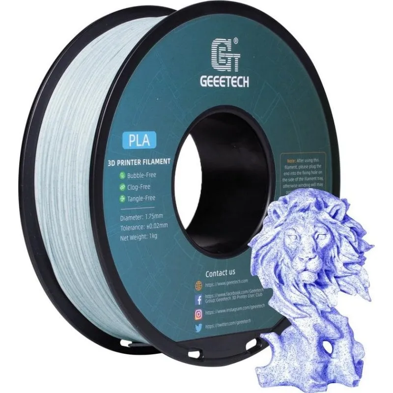 Filamento PLA GEEETECH 700-001-1536 Blu 1,75 mm Effetto Marmo Realistico - immagine 1