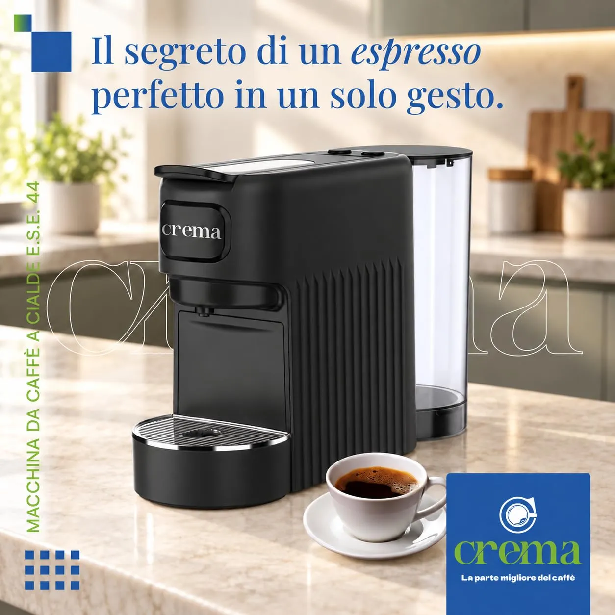 Macchina da Caffè a Cialde E.S.E. Compatta per Espresso Cremoso – Nera - immagine 3