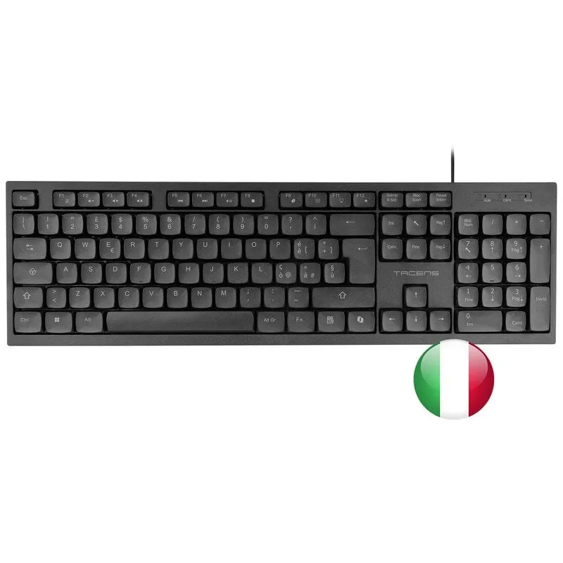 Tacens Anima Ak02 Tastiera completa per PC Formato compatto Smartkey Copilot Ai Plug&play Italiano Nero - immagine 1