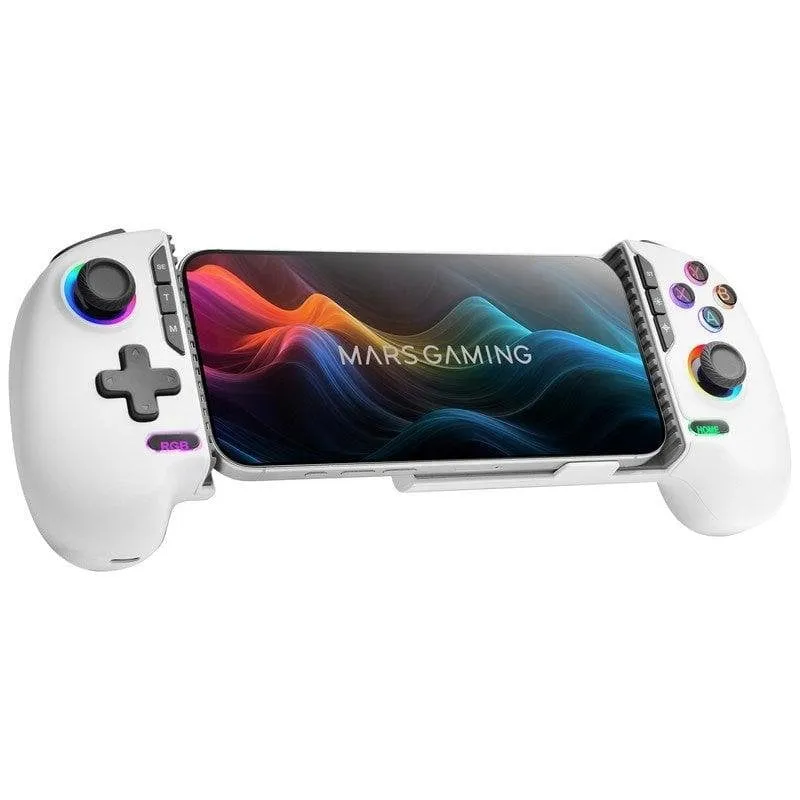 Gamepad Bluetooth Mars Gaming MGPXPRO 2en1 Fino a 7" PS4/Switch/PC/Android/iOS Bianco - immagine 1