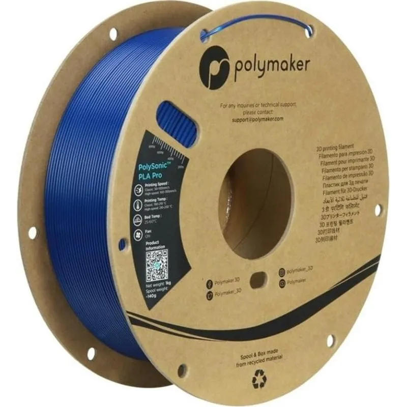 Filamento PLA Polymaker PolySonic PA13004 Blu 1,75 mm Alta Velocità Rigido - immagine 1