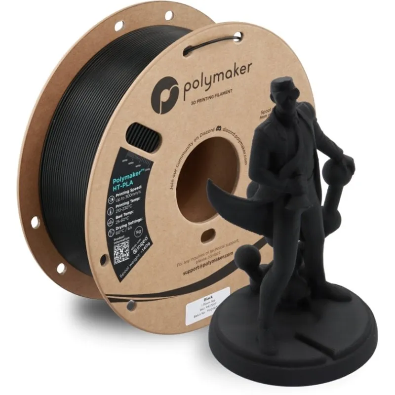 Filamento PLA-HT Polymaker PA17001 Nero 1,75 mm Alta Stabilità Termica - immagine 1